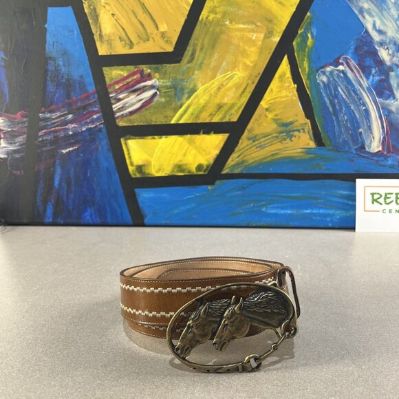 vintage brown leather belt by Justin made in the USA - Picture 2 of 9